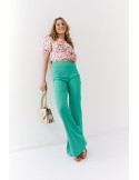 Elegant women\'s trousers with wide legs, green 05018 - Online store - Boutique